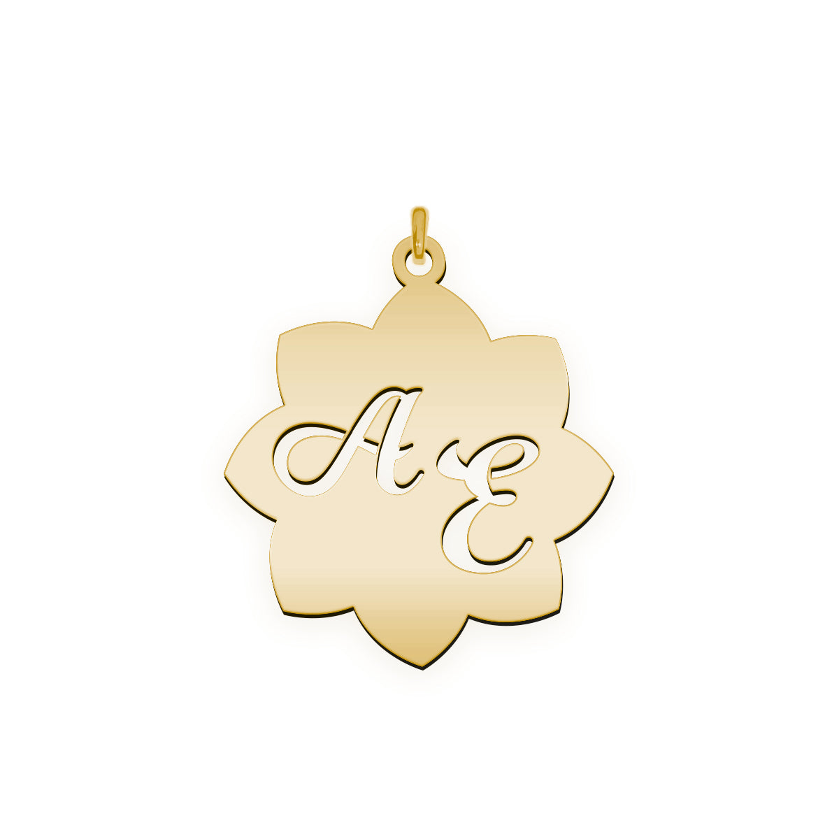 Anhänger Form in Blätterform mit zwei Initialen " A E "