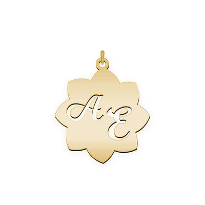 Anhänger Form in Blätterform mit zwei Initialen " A E "