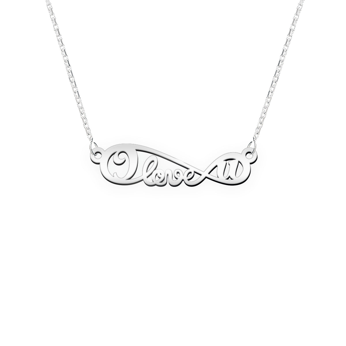 Namenskette mit Infinity Zeichen "I love u"