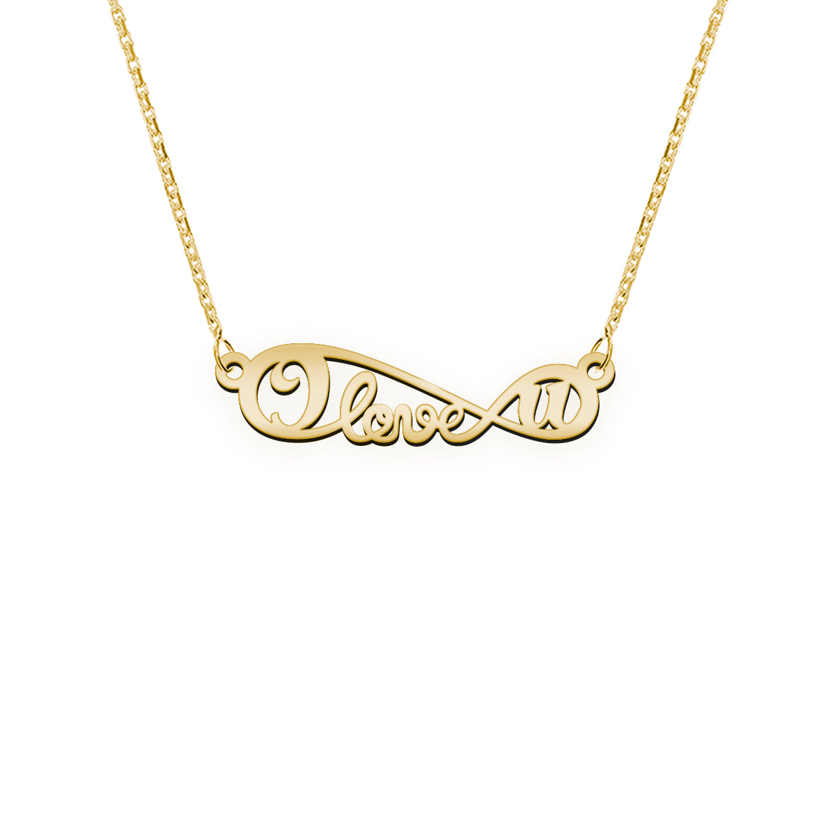 Namenskette mit Infinity Zeichen "I love u"