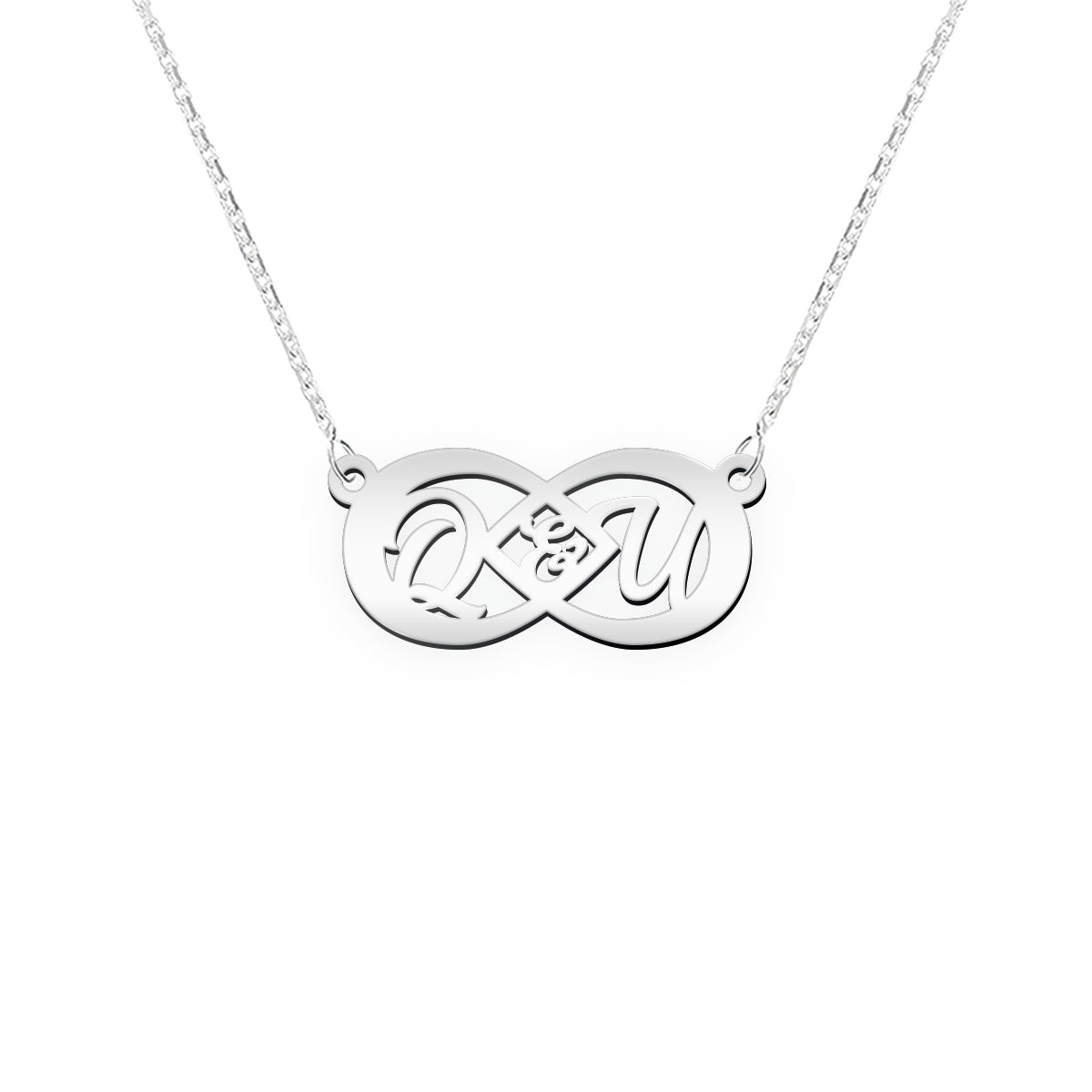 Namenskette mit Infinity Zeichen "Q & U"