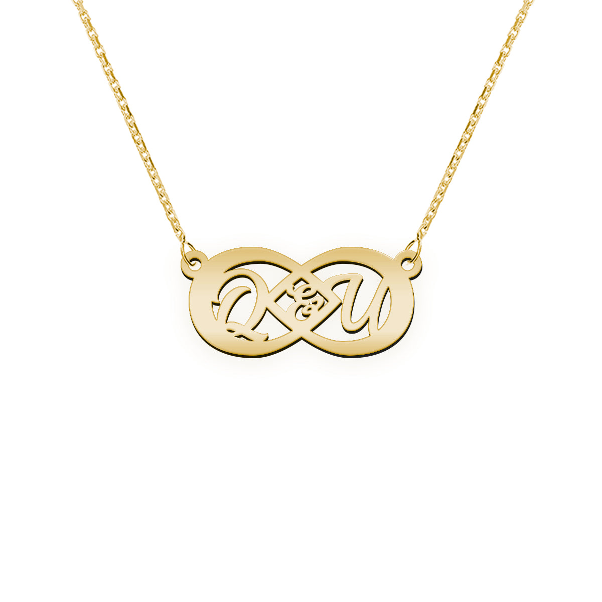 Namenskette mit Infinity Zeichen "Q & U"
