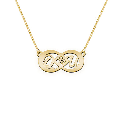 Namenskette mit Infinity Zeichen "Q & U"