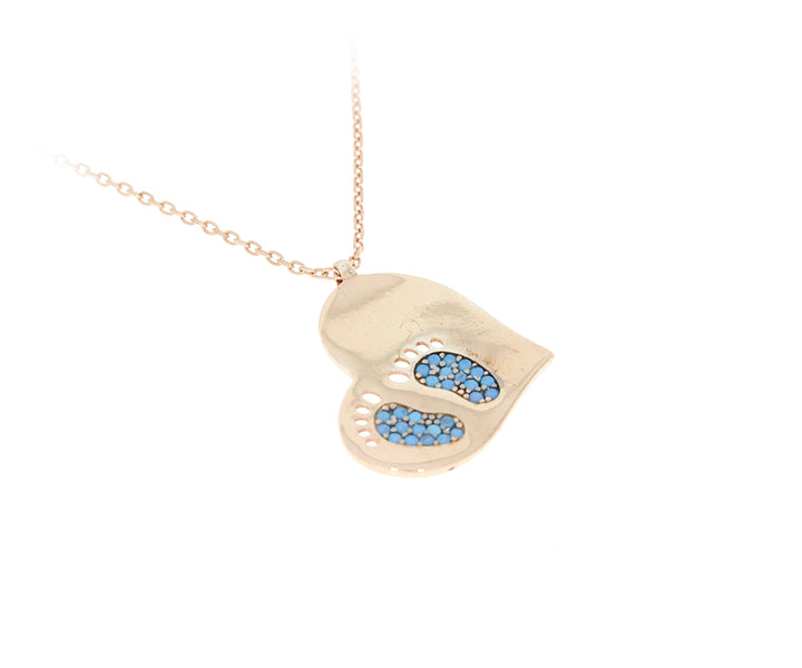 Kette mit Baby Füße Gravur Anhänger Rose (vergoldet)