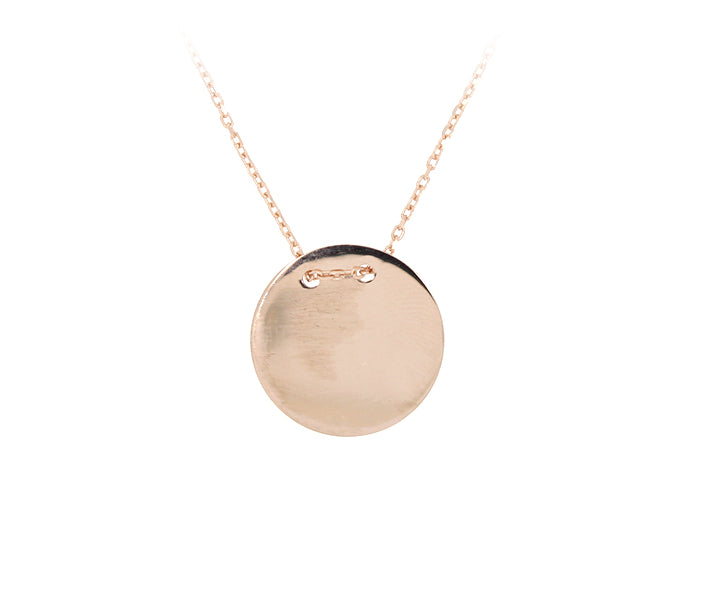 Kette mit Gravurplatten Anhänger mit Gravur "Rund" hochglanzpoliert 1,5 cm Rose