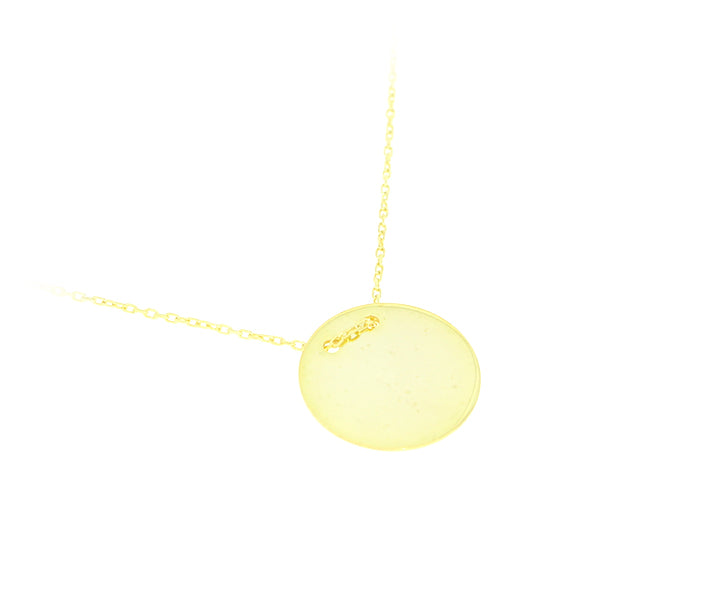Kette mit Gravurplatten Anhänger mit Gravur "Rund" hochglanzpoliert 2 cm vergoldet