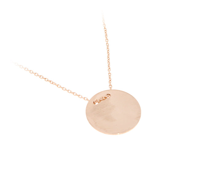 Kette mit Gravurplatten Anhänger mit Gravur "Rund" hochglanzpoliert 1,5 cm Rose