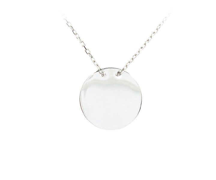 Kette mit Gravurplatten Anhänger mit Gravur "Rund" hochglanzpoliert 2,3 cm Silber