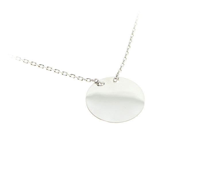 Kette mit Gravurplatten Anhänger mit Gravur "Rund" hochglanzpoliert 2 cm Silber