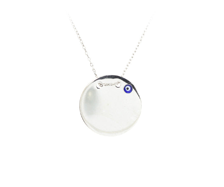 Kette mit Gravurplatten Nazar Anhänger mit Gravur "Rund" hochglanzpoliert 2,3 cm Silber
