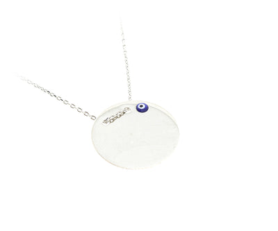 Kette mit Gravurplatten Nazar Anhänger mit Gravur "Rund" hochglanzpoliert 2,3 cm Silber