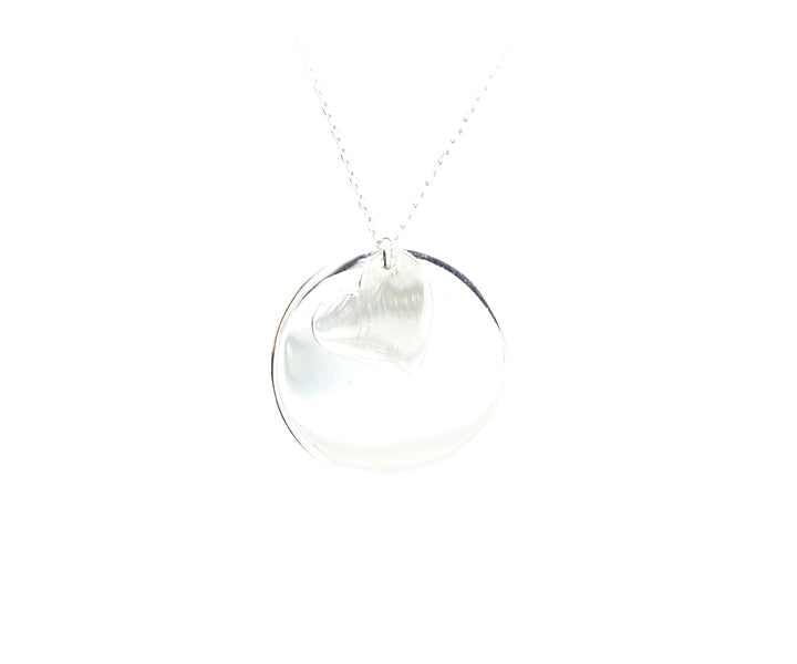 Kette mit Gravurplatten Herz Anhänger mit Gravur "Rund" hochglanzpoliert 2,2 cm Silber