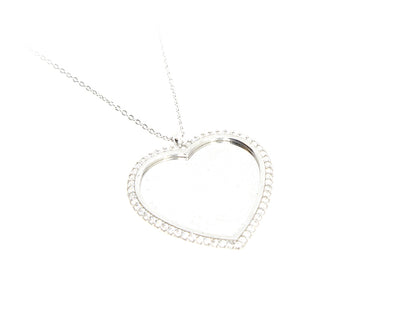Kette mit Gravurplatten  Steinen Anhänger mit Gravur "Herz" hochglanzpoliert 2,8 cm Silber