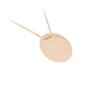 Kette mit Gravurplatten Anhänger mit Gravur "Oval" hochglanzpoliert 1,7cm/ 2,3cm Rose