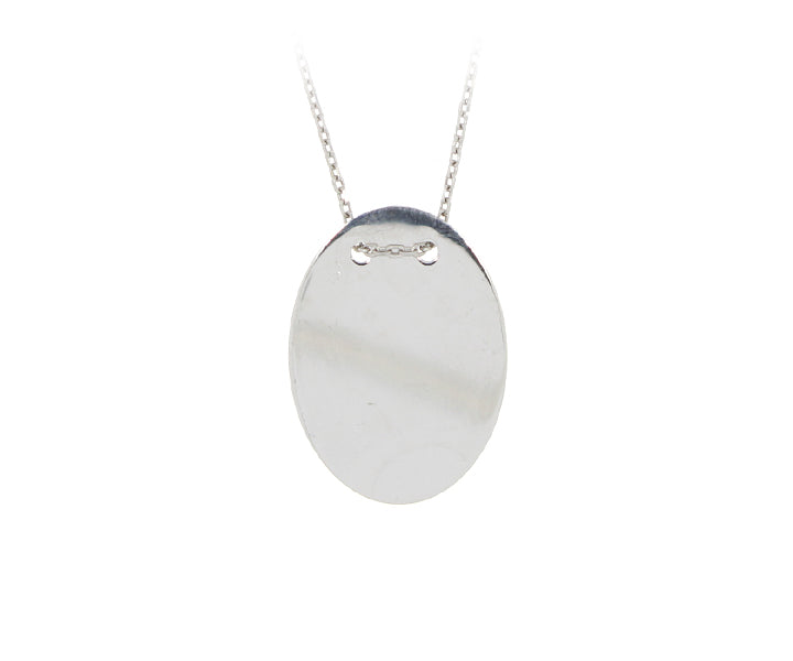 Kette mit Gravurplatten Anhänger mit Gravur "Oval" hochglanzpoliert Silber
