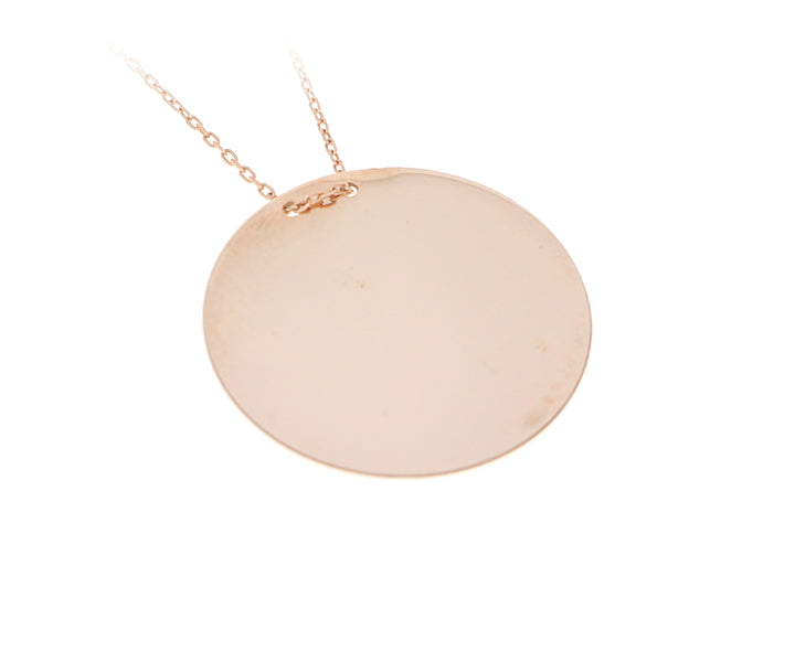 Kette mit Gravurplatten Anhänger mit Gravur "Rund" hochglanzpoliert 3 cm Rose