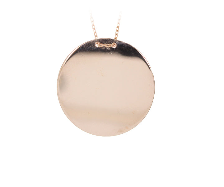 Kette mit Gravurplatten Anhänger mit Gravur "Rund" hochglanzpoliert 3 cm Rose