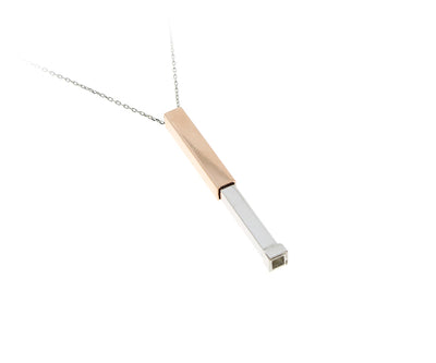 Kette mit versteckter Gravurplatte Silber/Rose 3 cm Hoch