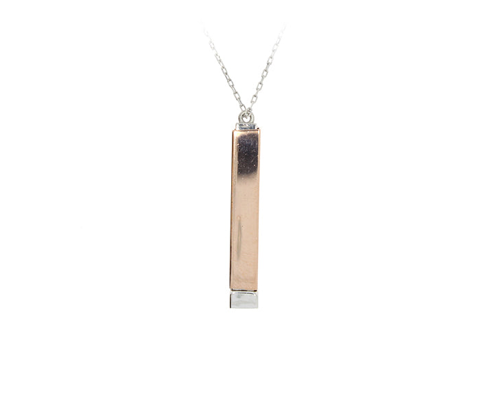 Kette mit versteckter Gravurplatte Silber/Rose 3 cm Hoch
