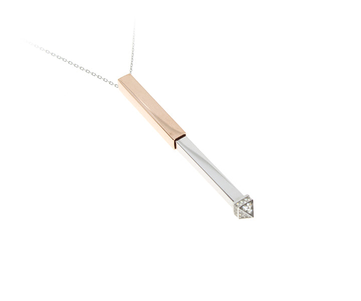Kette mit versteckter Gravurplatte mit Steinen besetzt Silber/Rose 3,6 cm Hoch
