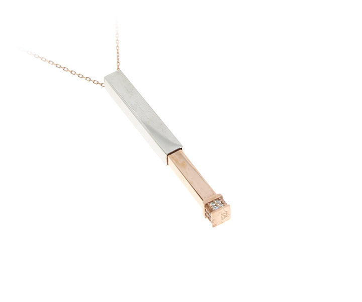 Kette mit versteckter Gravurplatte mit Steinen besetzt Silber/Rose 3,5 cm Hoch