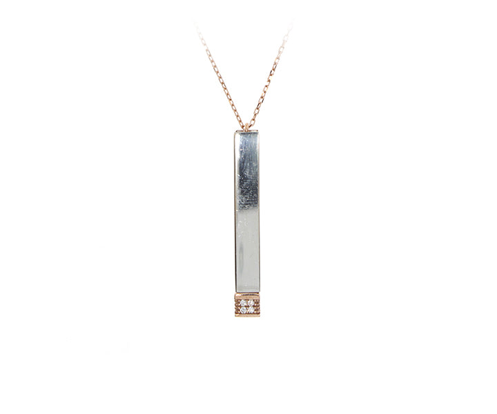 Kette mit versteckter Gravurplatte mit Steinen besetzt Silber/Rose 3,5 cm Hoch