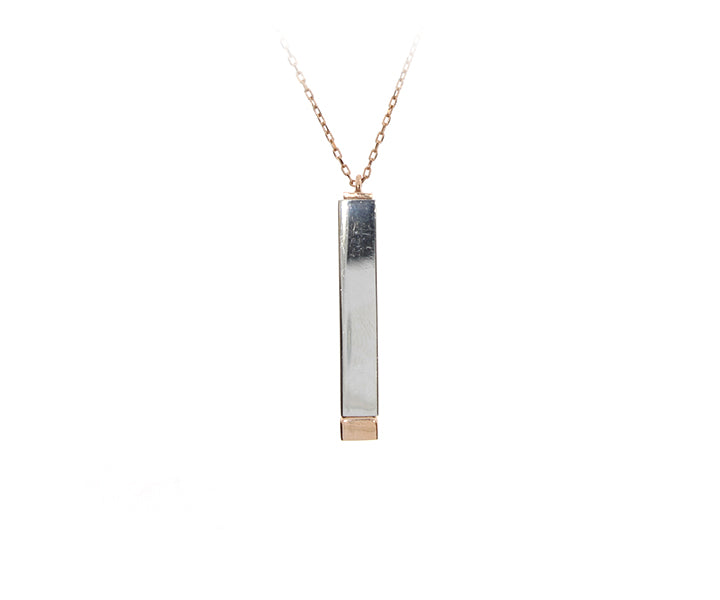 Kette mit versteckter Gravurplatte Silber/Rose 3 cm Hoch