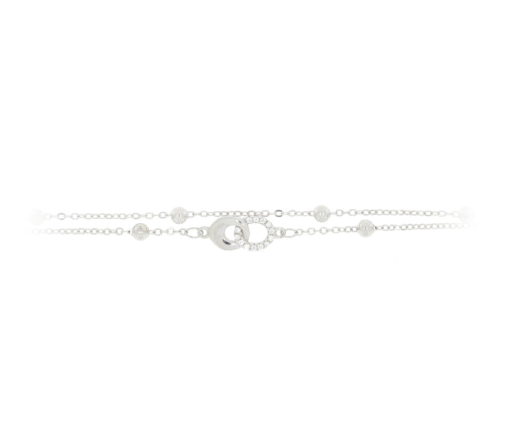 Damenarmband mit Unendlichzeichen und kleine hochglanzkugeln Silber