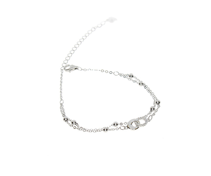 Damenarmband mit Unendlichzeichen und kleine hochglanzkugeln Silber