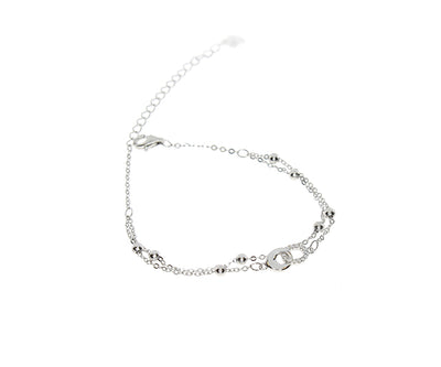 Damenarmband mit Unendlichzeichen und kleine hochglanzkugeln Silber