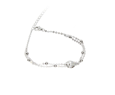 Damenarmband mit Mondanhänger und kleine hochglanzkugeln Silber