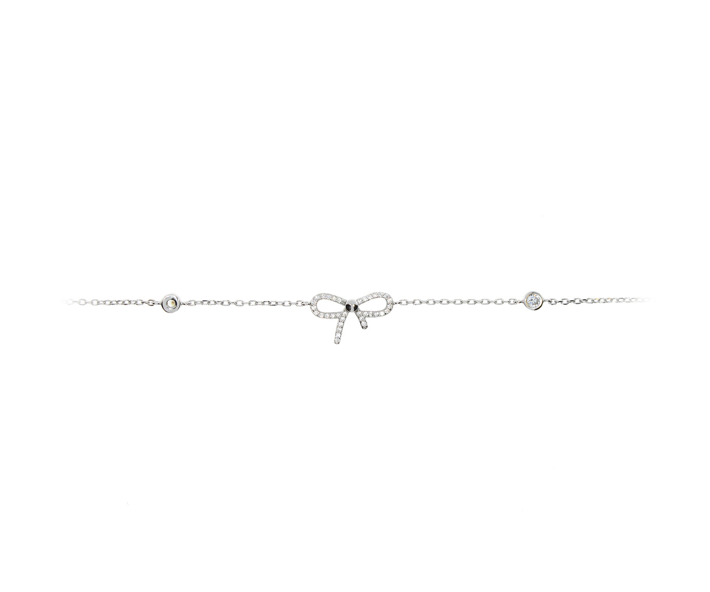 Damenarmband mit Schleifeanhänger und mit weisen Steinen Silber