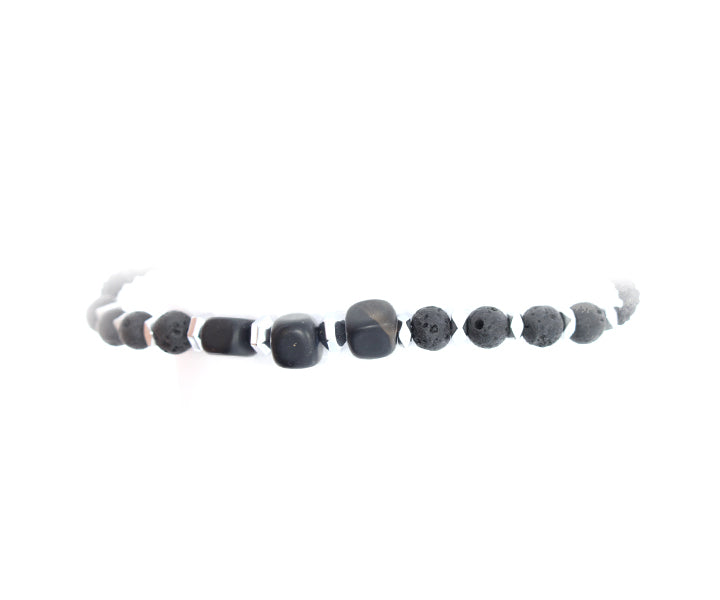 Herrenarmband mit Onyxstein Seilband