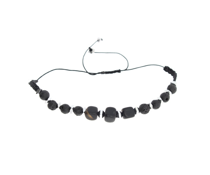 Herrenarmband mit Onyxstein Seilband