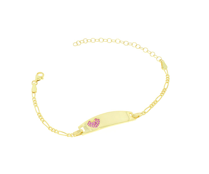 Damenarmband Herz mit Gravur und Steinen Gold