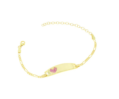 Damenarmband Herz mit Gravur und Steinen Gold