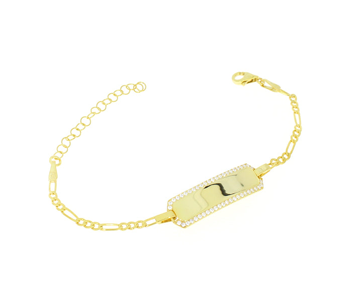 Damenarmband mit Gravur und Steinen Gold