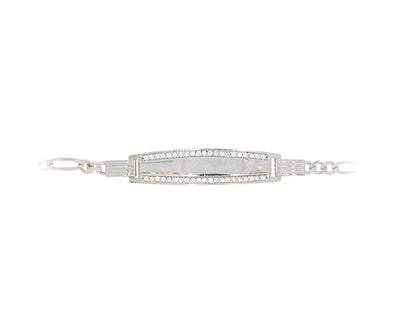 Damenarmband mit Gravur und Steinen Silber