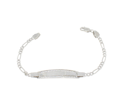 Damenarmband mit Gravur und Steinen Silber