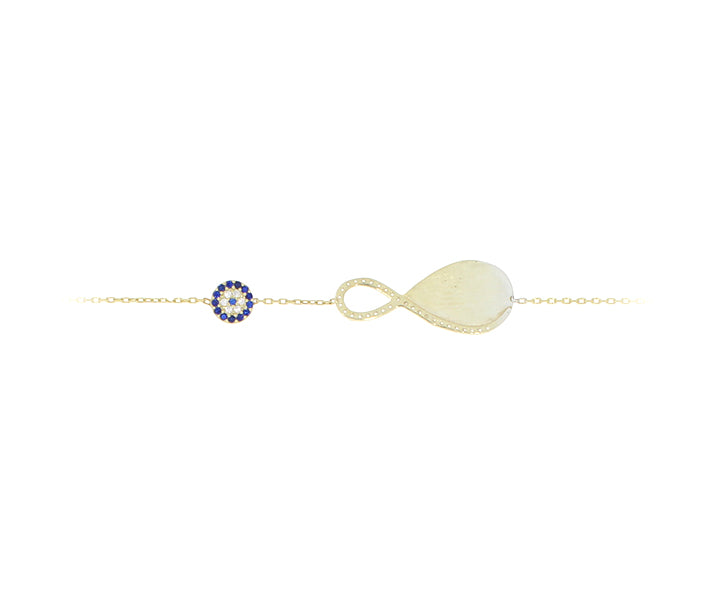 Damenarmband Unendlich mit Gravur und Steinen (vergoldet)