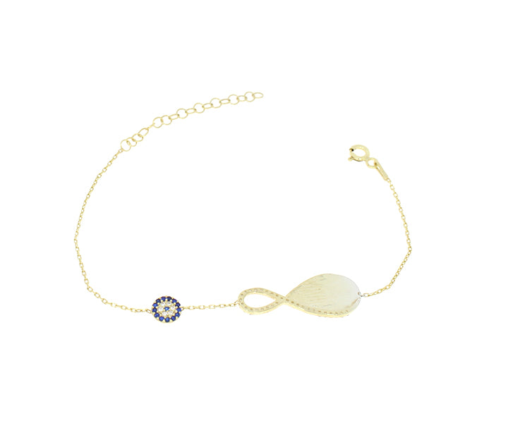 Damenarmband Unendlich mit Gravur und Steinen (vergoldet)