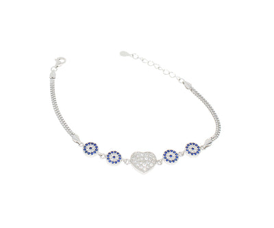 Damenarmband Herz Nazar mit Steinen Silber