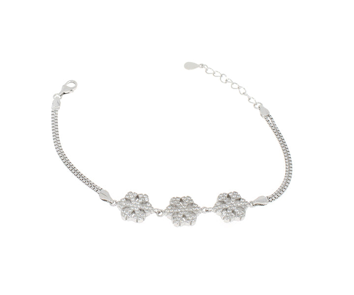 Damenarmband Schneeflocken mit Steinen Silber
