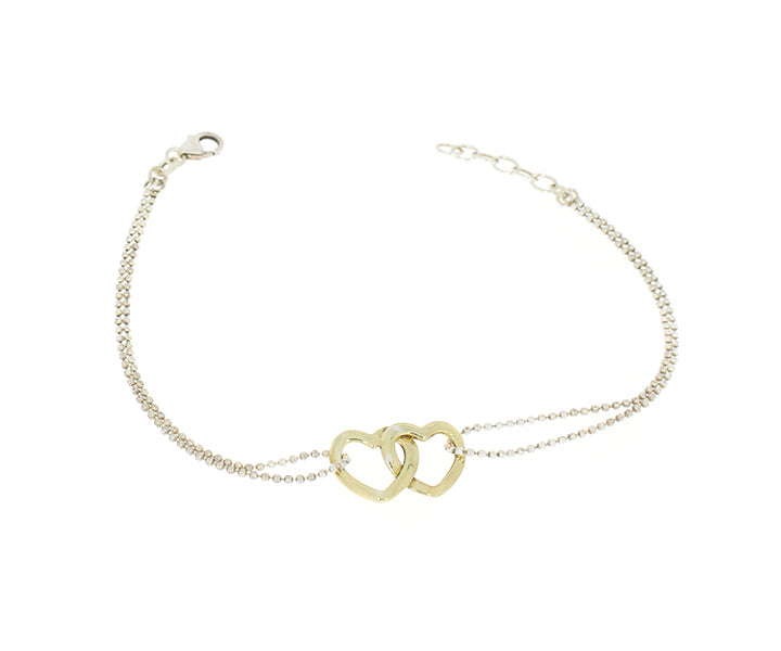 Damenarmband Herzen mit Steinen Silber vergoldet