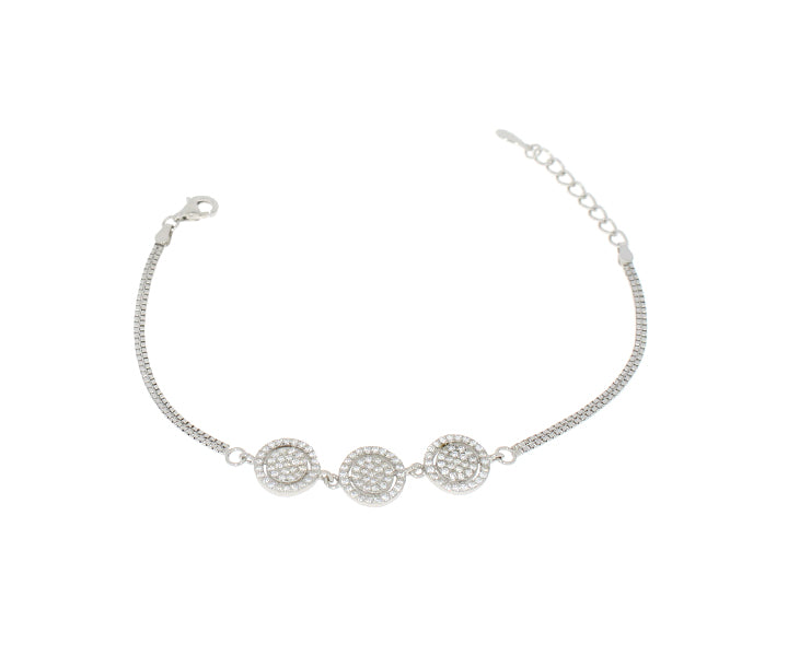 Damenarmband Kreise mit Steinen Silber