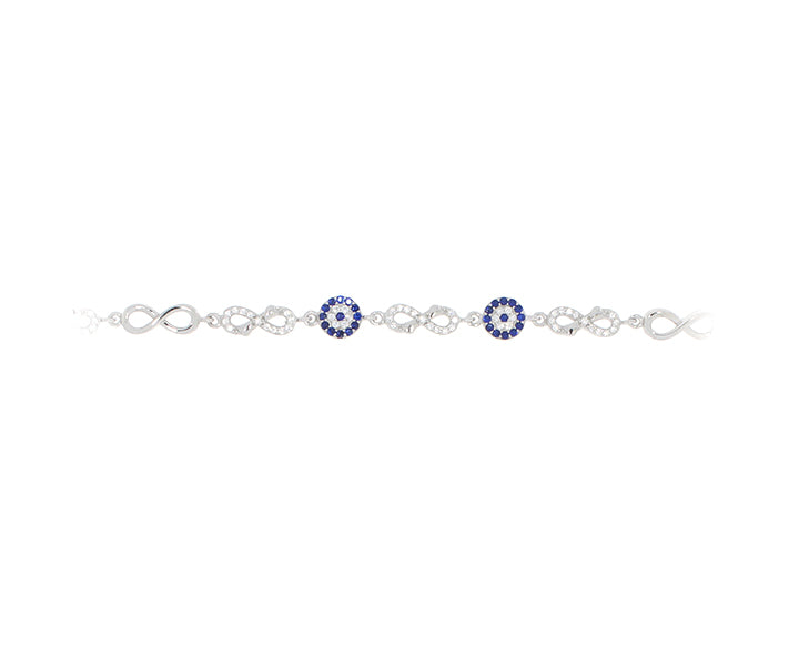 Damenarmband Unendlich Nazar mit Steinen Silber
