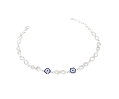 Damenarmband Unendlich Nazar mit Steinen Silber