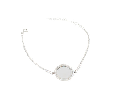 Damenarmband Rund mit Steine Gravur Silber