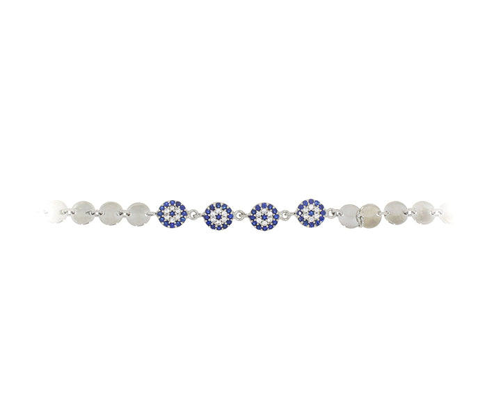 Damenarmband ziehbarer Verschluss Nazar mit Kreisen Silber