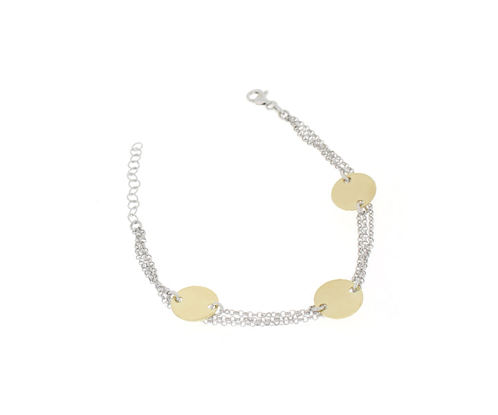 Damenarmband mit 3 Gravurplatten Silber vergoldet